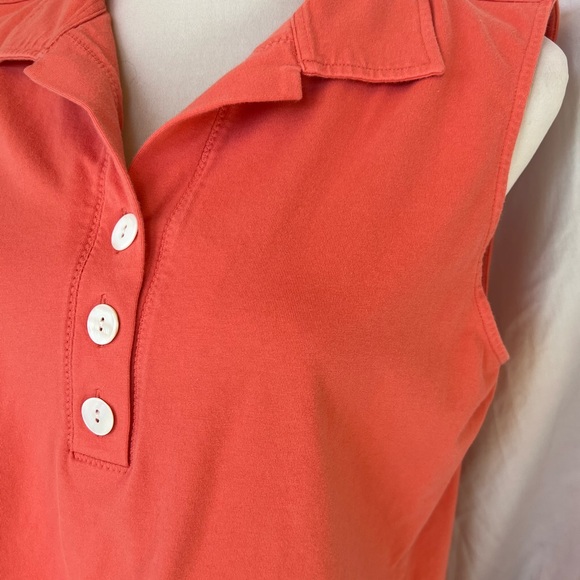 Chico's Women's Collared Tank Top 2 Orange Knit Stretch Sleeveless Button Large - Picture 6 of 9